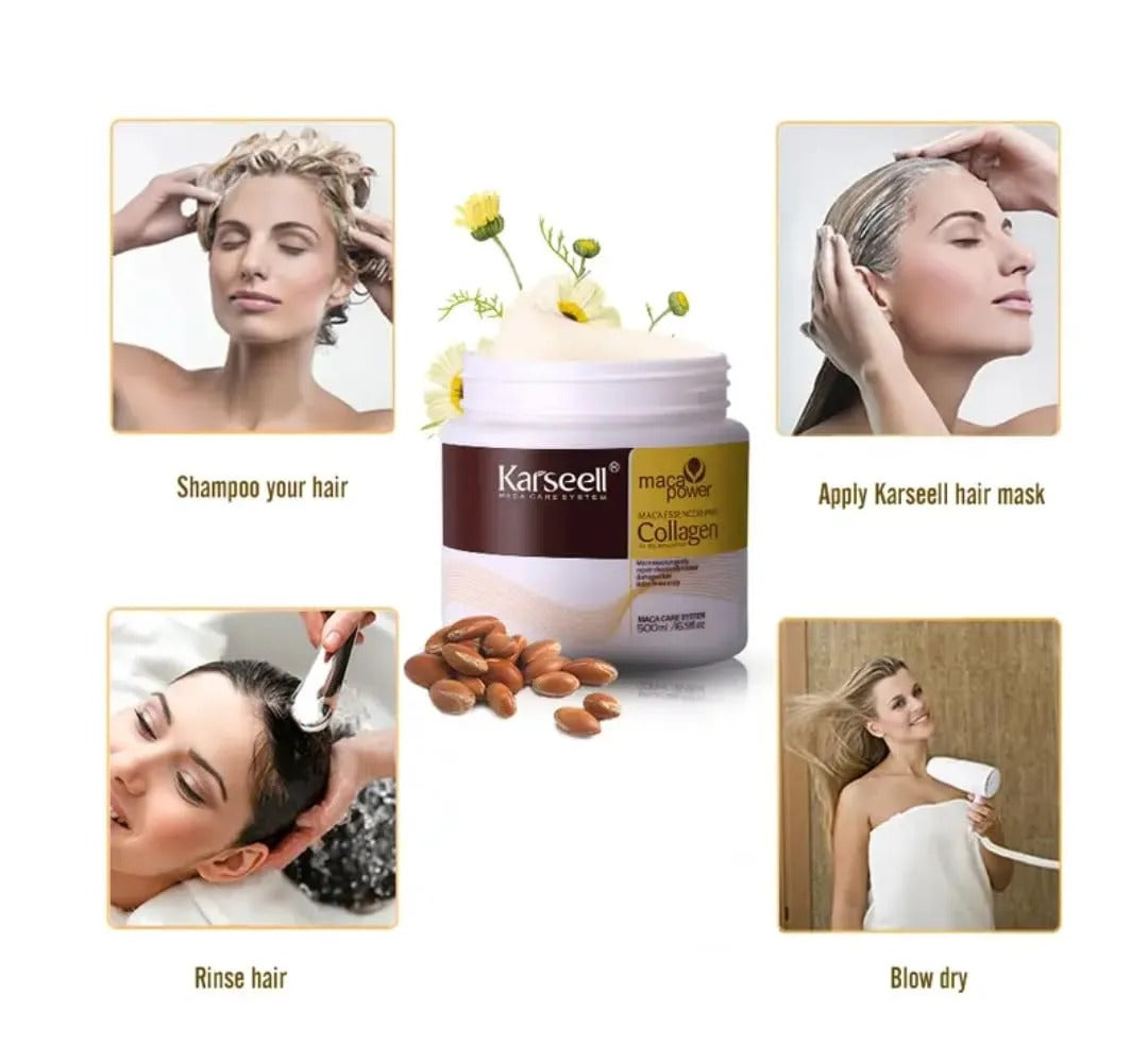 Karseell Maca Power Collagen Hair Mask – Deep Essence Repair for Dry & Damaged Hair | 500ml
